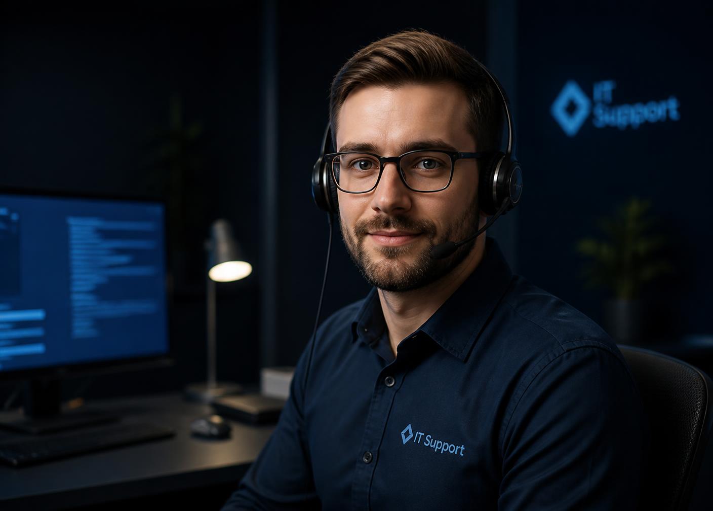 IT support specialist helping a client on a call
